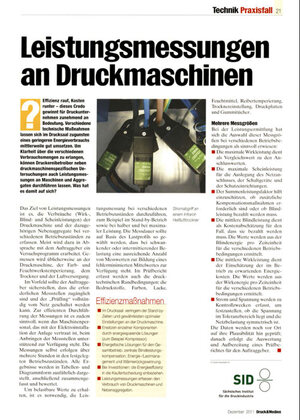 Druck & Medien - Ausgabe 12/2011 - Leistungsmessungen an Druckmaschinen