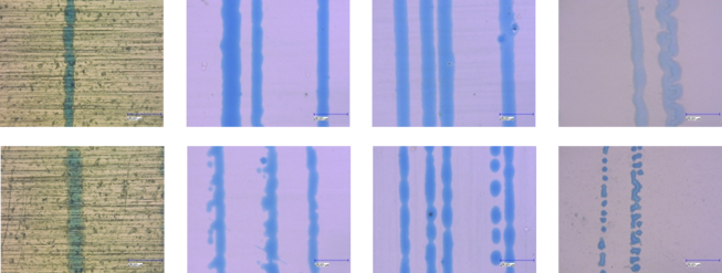 Linienstrukturen im Druckbild auf Metall- und Glassubstraten