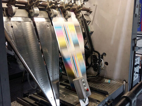 Druckversuch an einer Zeitungsdruckmaschine