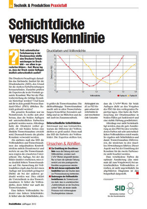 Druck & Medien - Ausgabe 08/2013 - Schichtdicke versus Kennlinie