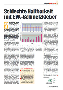 Druck und Medien - Ausgabe 03/2010 - Schlechte Haltbarkeit mit EVA-Schmelzkleber