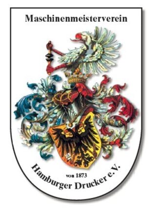 Das beeindruckende Wappen des Maschinenmeistervereins Hamburger Drucker e.V. – von 1873