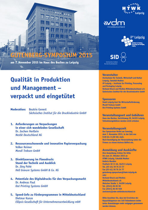 GUTENBERG-SYMPOSIUM 2015 am 7. November 2015 im Haus des Buches zu Leipzig GUTENBERG-SYMPOSIUM 2015 am 7. November 2015 im Haus des Buches zu Leipzig