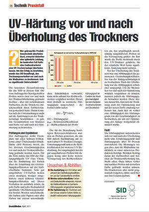 Druck & Medien - Ausgabe 04/2011 - UV-Härtung vor und nach Überholung des Trockners 