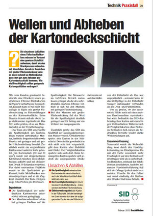Druck & Medien - Ausgabe 02/2012 - Wellen und Abheben der Kartondeckschicht