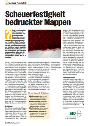 Druck & Medien - Ausgabe 08/2011 - Scheuerfestigkeit bedruckter Mappen