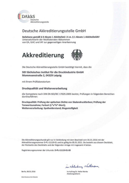 Akkreditierung für das Prüflabor - Urkunde Akkreditierung für das Prüflabor - Urkunde