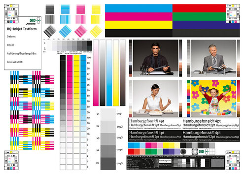 Testform zur Beurteilung der erreichbaren Druckqualität